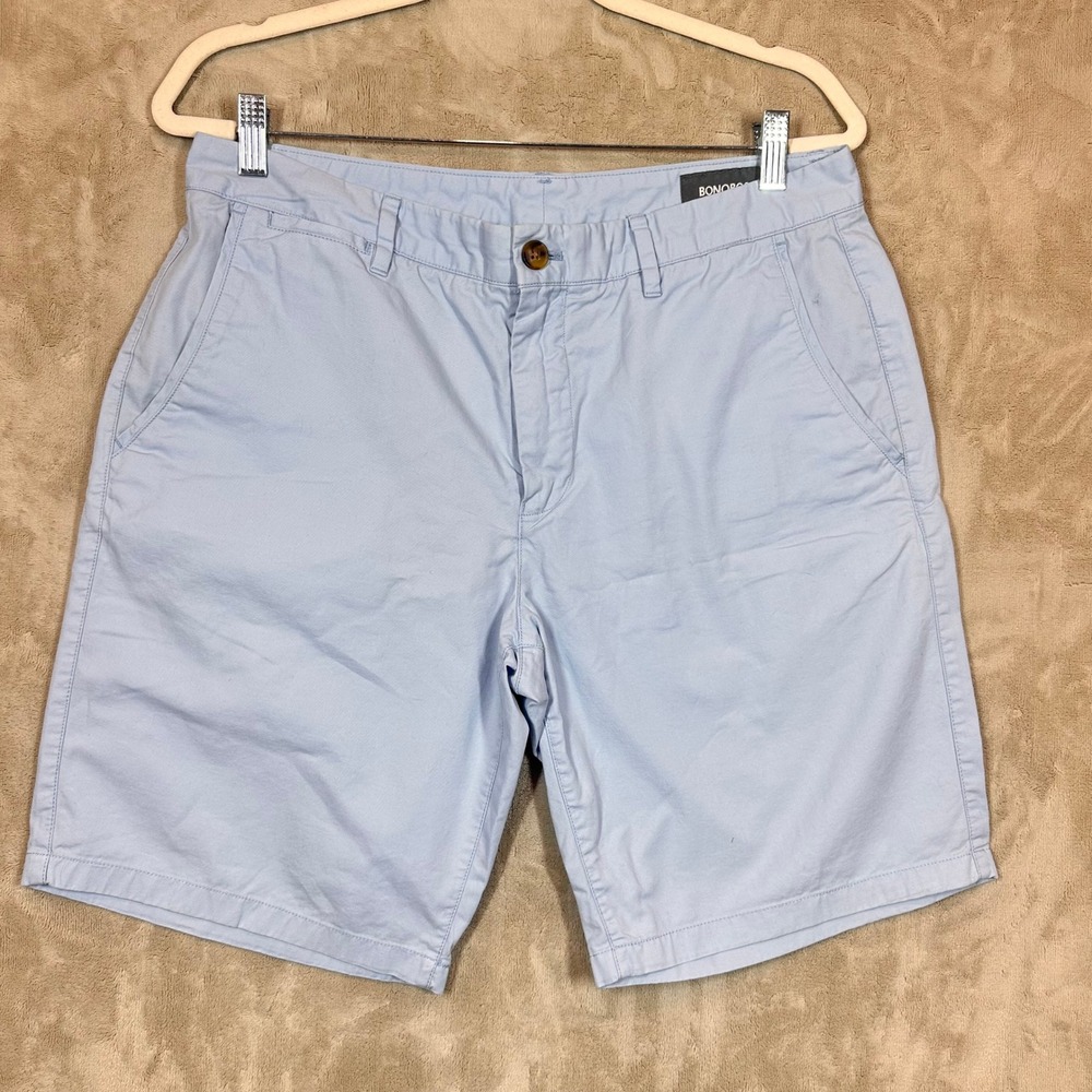 Bonobos Mens 33 Light Blue Chino Shorts Casual Flat Front Pockets Cotton